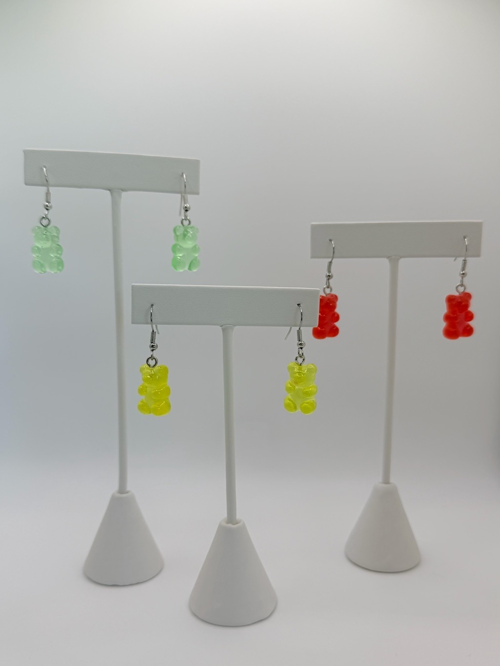 Gummy Bear Earrings • Lime, Yellow, Red • Set of 3 Handmade Festive Jewelry